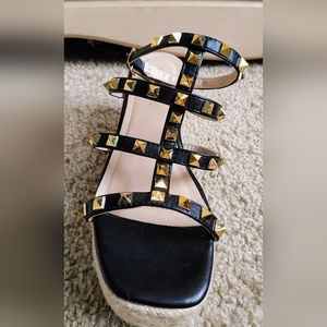 Olivia Miller Studded Caged Wedge Sandals